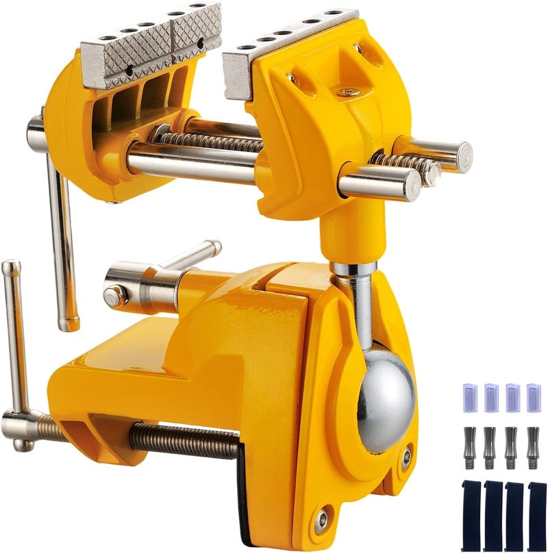 Dazefree Bench Vise, 360° Swiveling Articulating Vise, Clamp-On Vise for Workbench, Cast Steel Table Clamp Vise, Pipe Vise, Bench Vice for Woodworking, DIY, Drilling, Sawing, Metal Working - Image 1